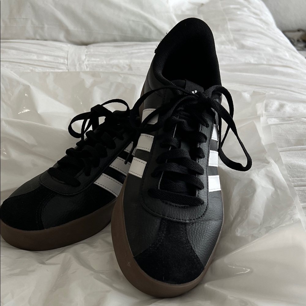adidas Black White Brown Athletic Sneakers